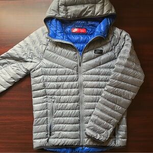 Nike Jacket Blue Tech Guild 550 Puffer Duck Down Insulated Mens Medium Gray Blue